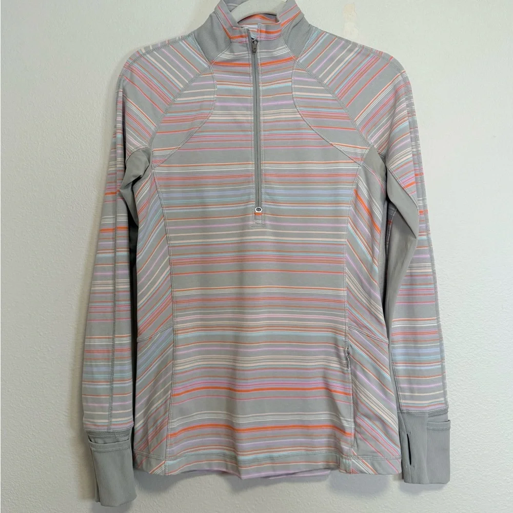 Lululemon Race With Grace 1/2 Zip II Sanctity Stripe top Women’s Sz‎ 6